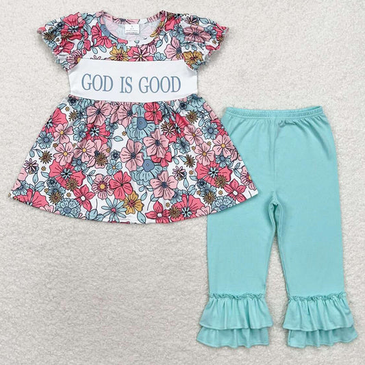 Baby Girls Clothes Flowers Tunic Top Ruffle Pants Sibling Boys Clothes Sets GSPO1658