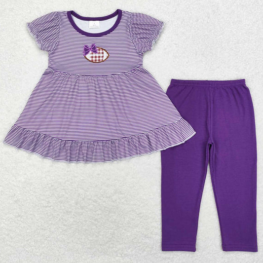 Baby Girls Clothes Purple Stripes Football Tunic Top Legging Sets GSPO1676