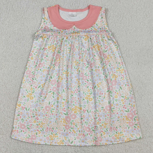 Baby Girls Dress Sleeveless Pink Floral Collar Knee Length Dresses GSD3226 1.5