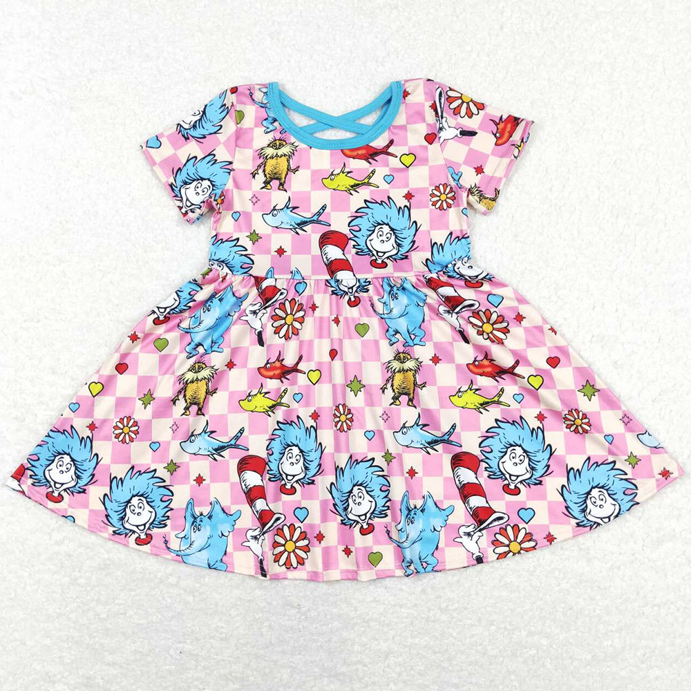 Baby Girls Dress Cartoon Print Cute Short Sleeve Knee Length Dresses GSD0503