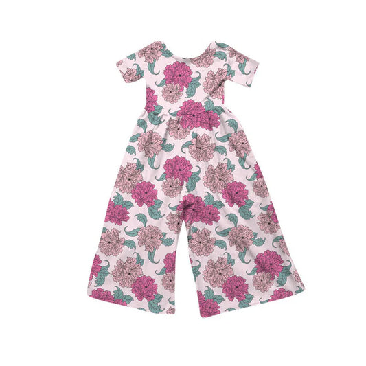 Preorder(moq 8)Baby Girls Pink Flowers Plaid Pant Jumpsuits 9.30