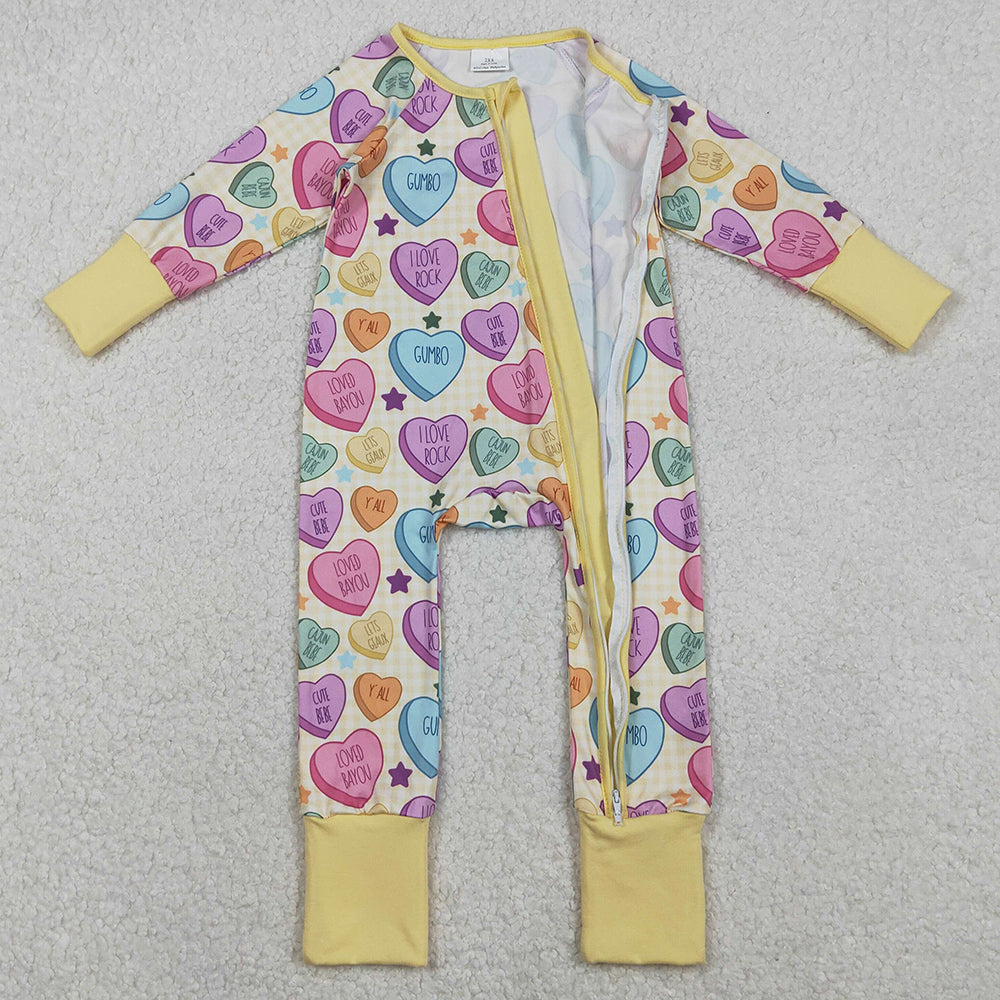 Baby Girls Rompers Colorful Hearts Stars Valentine Zip Rompers LR2778 11.6