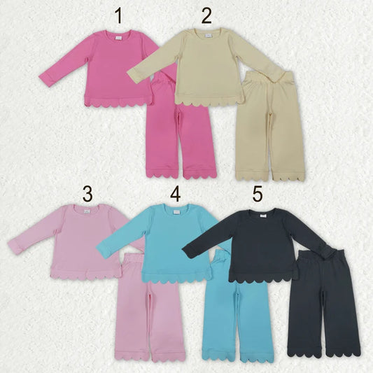 Sibling Baby Girls Long Sleeve Shirts Top Pants Scallop Clothes Sets