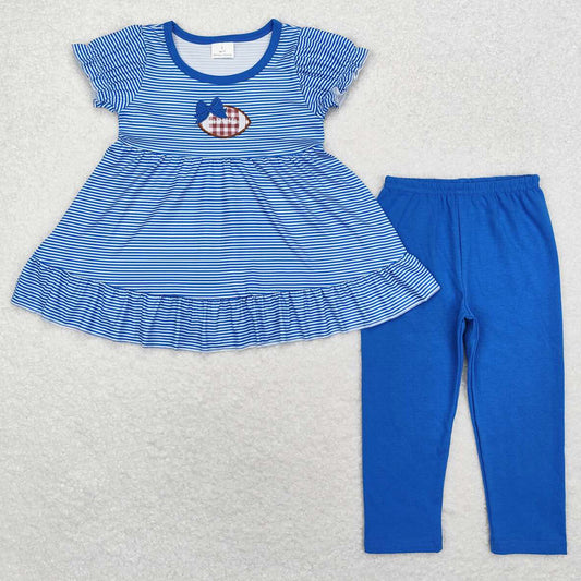 Baby Girls Clothes Blue Stripes Tunic Tops Legging Clothes Sets GSPO1677