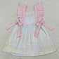 Baby Girls Dress Flutter Sleeve Pink Flowers Checked Knee Length Dresses GSD3249 1.12