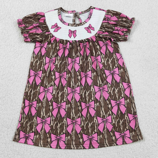 Baby Girls Smocked Bows Southern Olive Camo Knee Length Dresses GSD3446 1.15