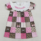Baby Girls Dress Smocked Daddy's Girls Deer Dogs Bows Checked Hunting Knee Length Dresses GSD3484