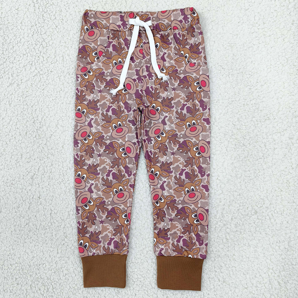 Baby Boys Pants Brown Camo Deer Christmas Pockets Jogger Pants Bottom P1141