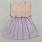 Baby Girls Dress Peach Sleeveless Lavender Stripe Button Knee Length Dresses GSD3559