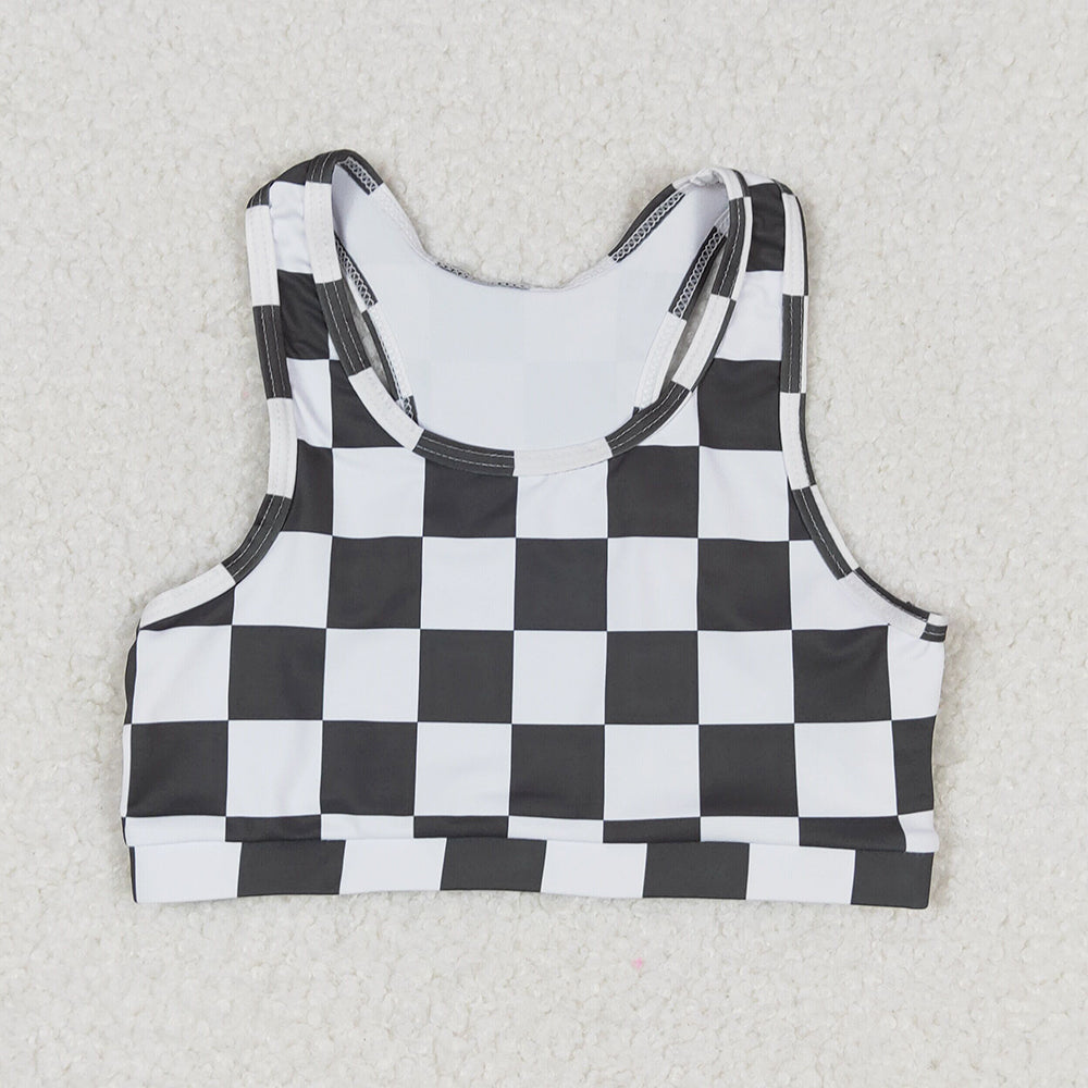 Baby Girls Clothes Tops Black Checkered Sleeveless Vest Crop Tops GT0522