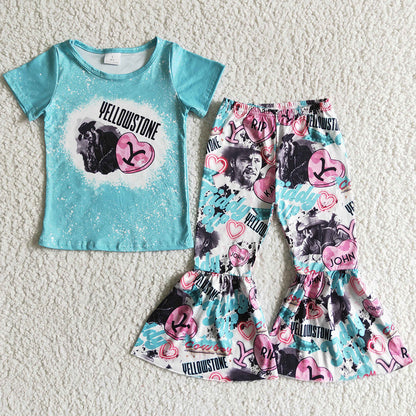Kids Clothes Girls Bell Bottom Outfits Spring Summer Boutique Baby Girl Clothes Set GSPO0016