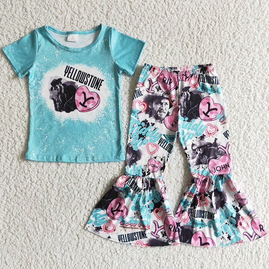 Kids Clothes Girls Bell Bottom Outfits Spring Summer Boutique Baby Girl Clothes Set GSPO0016