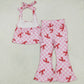 Baby Girls Clothes Strap Pink Plaid Vest Halter Top Bell Bottom Pant Sets GSPO2030 6.6