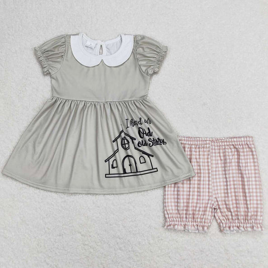 Baby Girls Clothes Old Story Tunic Top Ruffle Shorts Clothes Sets GSSO0858