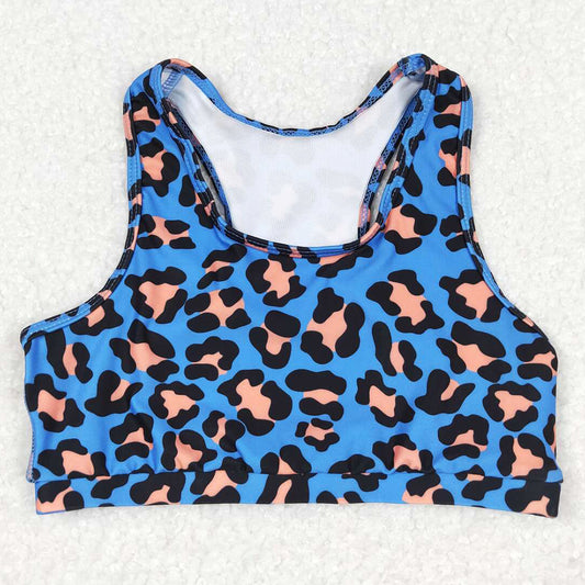 Baby Girls Clothes Shirts Blue Leopard Sleeveless Vest Crop Tops GT0517