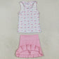 Baby Girls Clothes Pink Sleeveless Flowers Bows Top Pleated Skirts Yoga Sets GSD2457 7.19