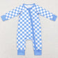 Baby Infant Kids Rompers Checkered Long Sleeve Zip Rompers LR0811