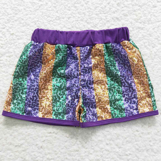 Boutique Baby Girls Sequins Shorts Purple Green Gold Shorts SS0116