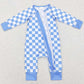 Baby Infant Kids Rompers Checkered Long Sleeve Zip Rompers LR0811