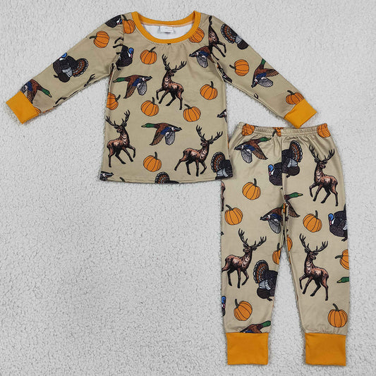 Baby Boys Pajamas Pumpkins Ducks Turkey Top Pant Thanksgivings Pajamas Sets BLP1556