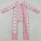 Baby Girls Clothes Pink Bows Hearst Stripe Valentines Ruffle Zip Rompers LR2781 11.18