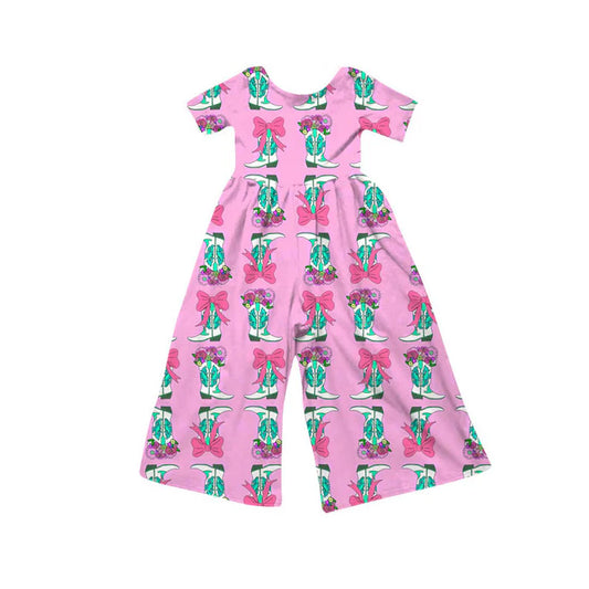 Preorder(moq 8)Baby Girls Bows Flowers Boots Stripe Pant Jumpsuits 9.30