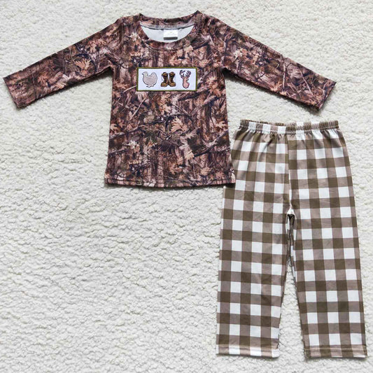 Thanksgiving Boys Clothing Embroidery Kids Sibling Outfits BLP0266