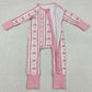 Baby Girls Clothes Pink Bows Hearst Stripe Valentines Ruffle Zip Rompers LR2781 11.18