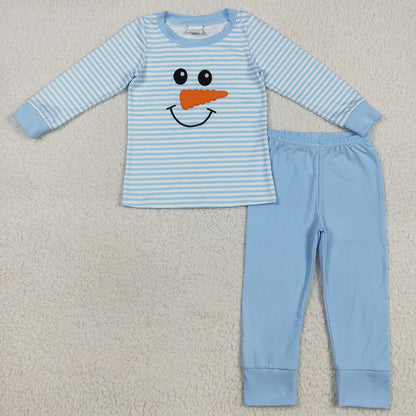 Embroidery Baby Girls Clothes Christmas Pink Stripe Bow Shirts Pants Pajamas GLP2520 7.19
