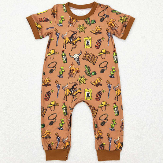 Baby Infant Boys Rompers Western Rodeo Cow Skull Rompers SR0569