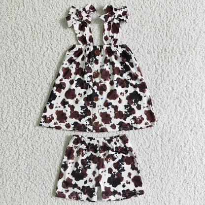Fashion Kids Clothes Girls Summer Outfits Cow Baby Girls Clothes Set GSSO0037
