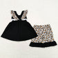 Baby Girls Clothes Black I Love Dad Tunic Top Leopard Ruffle Shorts Sets GSSO0702