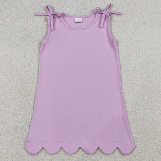 Baby Girls Dress Pink Bows Sleeveless Scallop Knee Length Dresses GSD3706