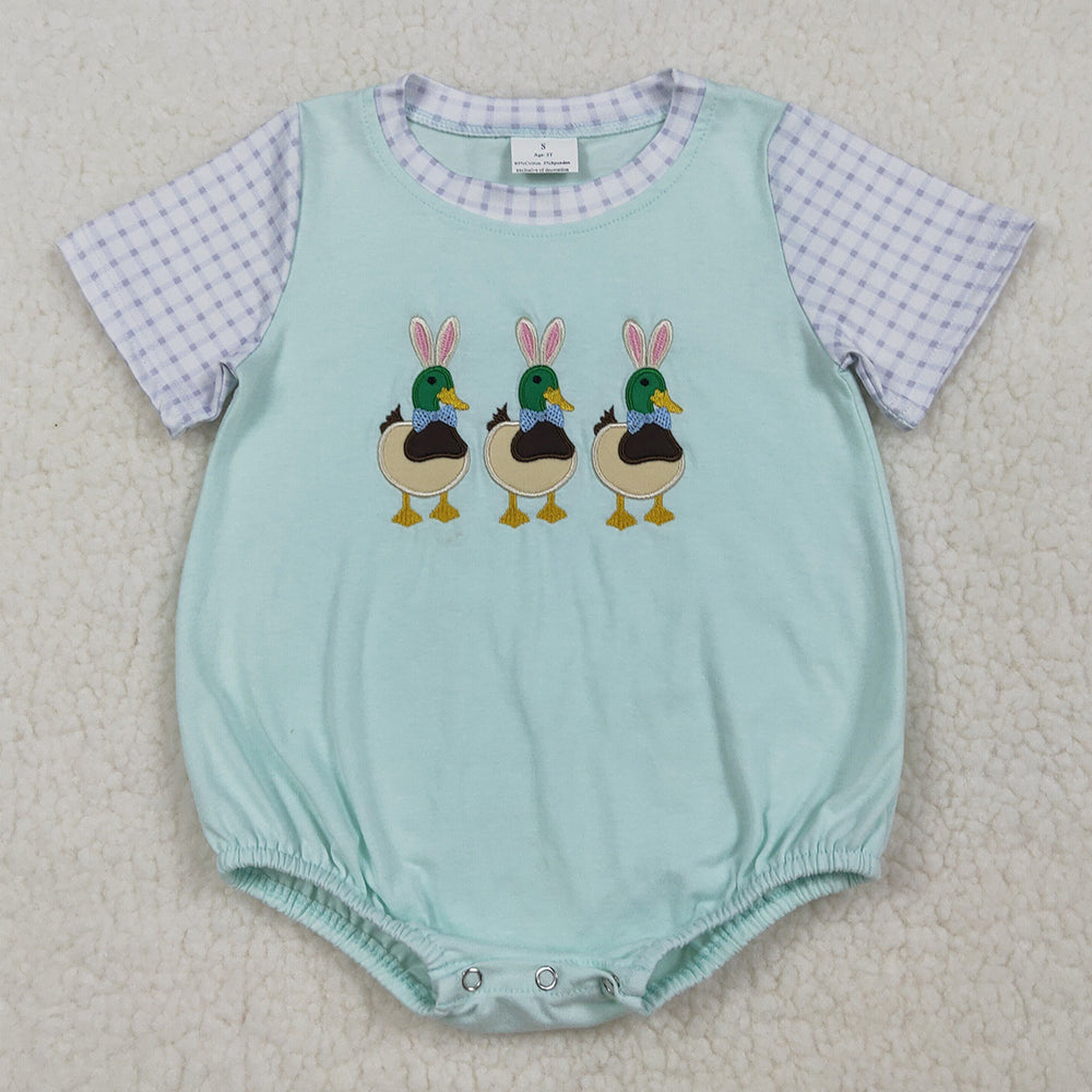 Baby Boys Rompers Embroidery Bunny Ducks Short Sleeve Easter Hunting Rompers SR3630