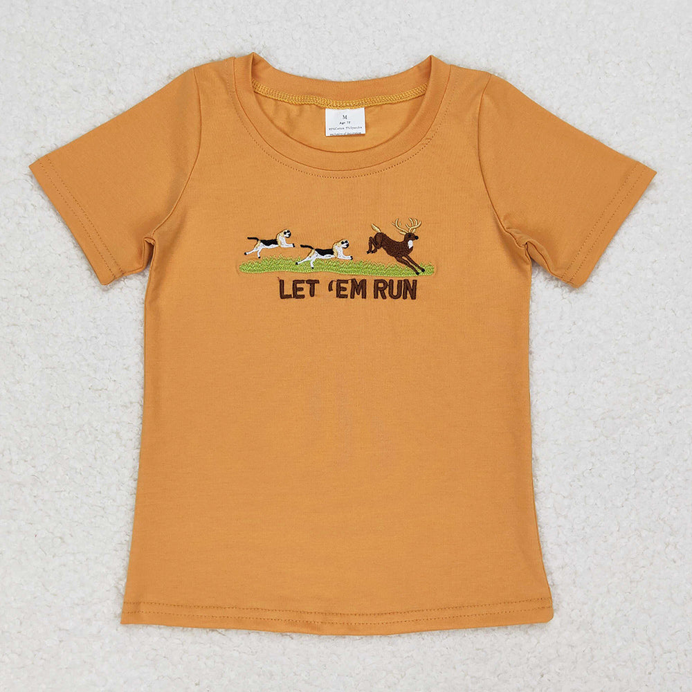 Baby Boys Clothes Shirts Dogs Let'em Run Short Sleeve Tee Shirt Tops BT0674