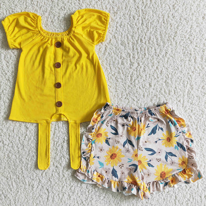 Kids Clothes Girls Summer Outfits Flowers Boutique Baby Girls Clothes Shorts Sets Wholesale Kid Clothing GSSO0035