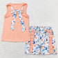 Baby Girls Clothes Orange Vest Bows Top Ruffle Floral Shorts Sets GSSO1061