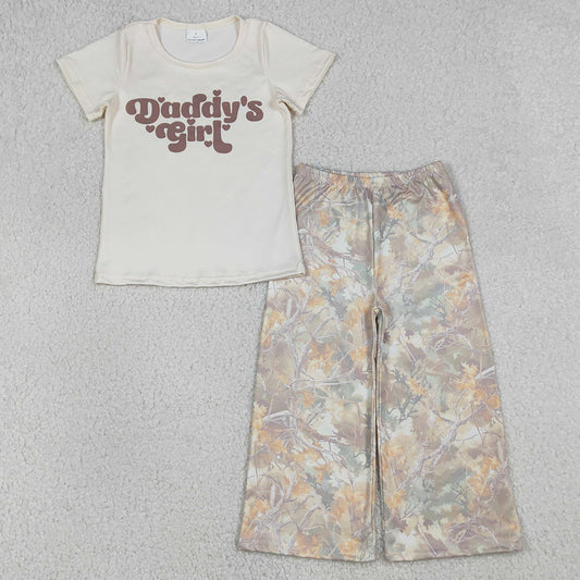 Baby Girls Clothes Daddy's Girl T-shirt Top Leaves Camo Flare Pants Clothes Set GSPO2258 1.1