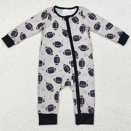 Baby Infant Boys Rompers Fall Football Bamboo Zip Long Sleeve Rompers LR1435