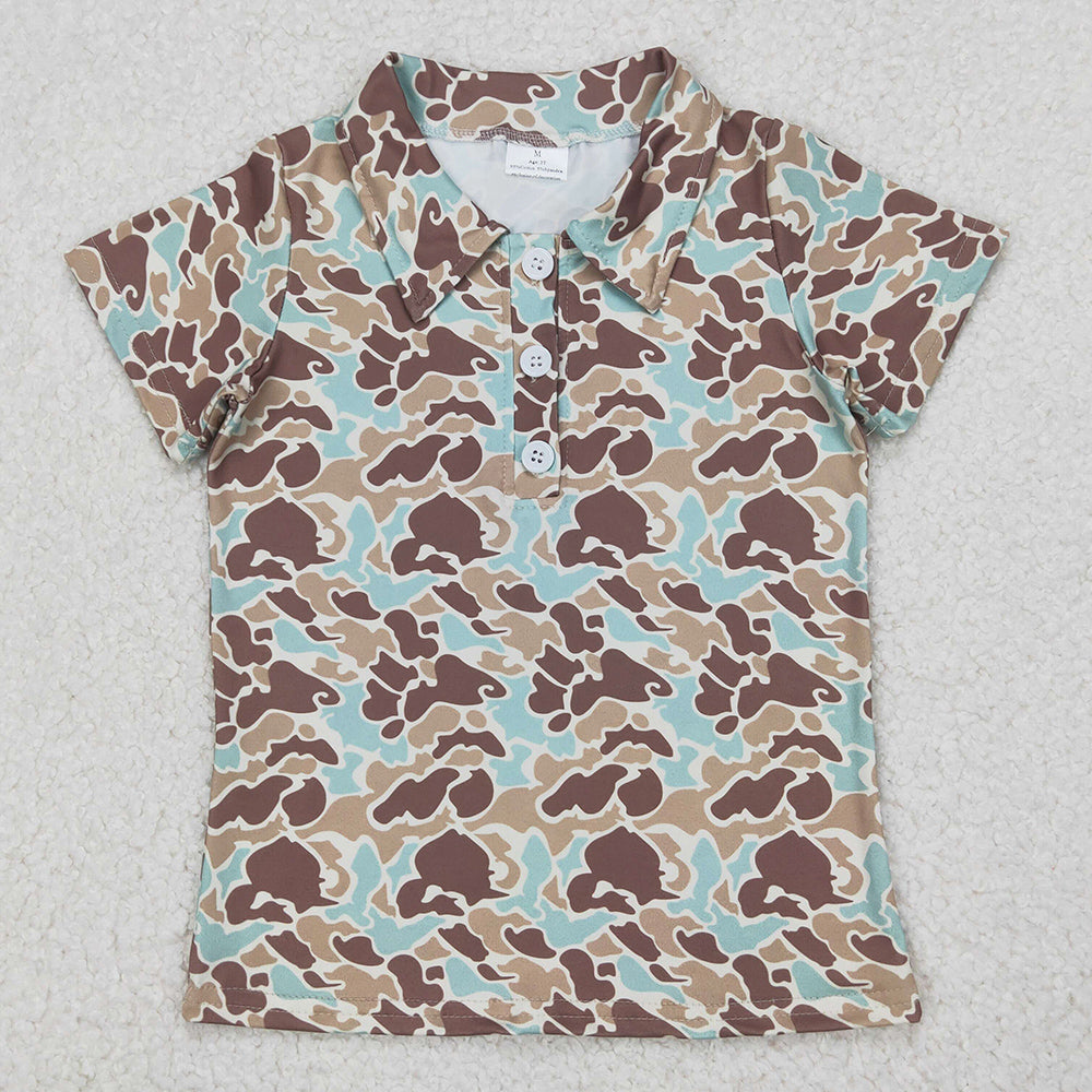 Baby Boys Clothes Tops Short Sleeves Button Khaki Camo Polo Shirts Top BT1212 4.2