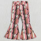 Baby Girls Jeans Pants Aztec Western Cow Skull Bell Flare Denim Pants P0437 5.1