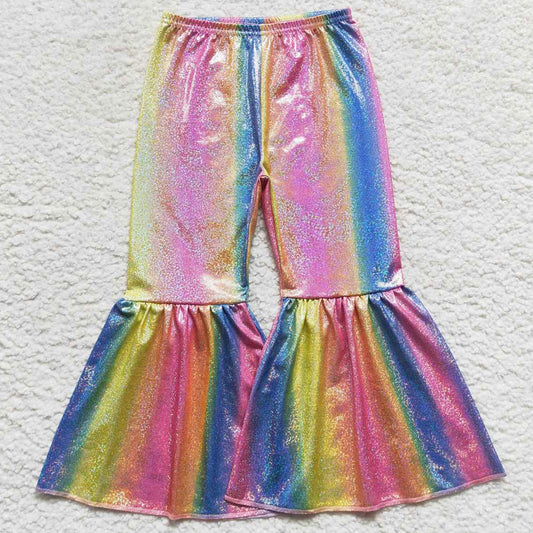 Baby Girls Pants Colorful Holographic Spandex Bell Bottom Pants P0178