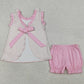 Baby Girls Clothes Embroidery Rabbits Back Bows Stripe Tunic Ruffle Shorts Easter Sets GSSO2924