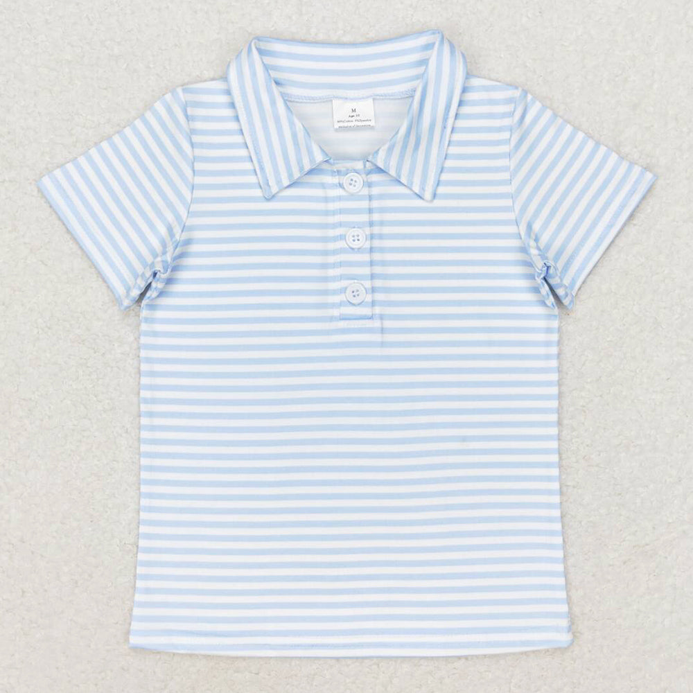 Baby Boys Shirts Pink Stripes Short Sleeve Buttons Tee Shirts Tops BT0653