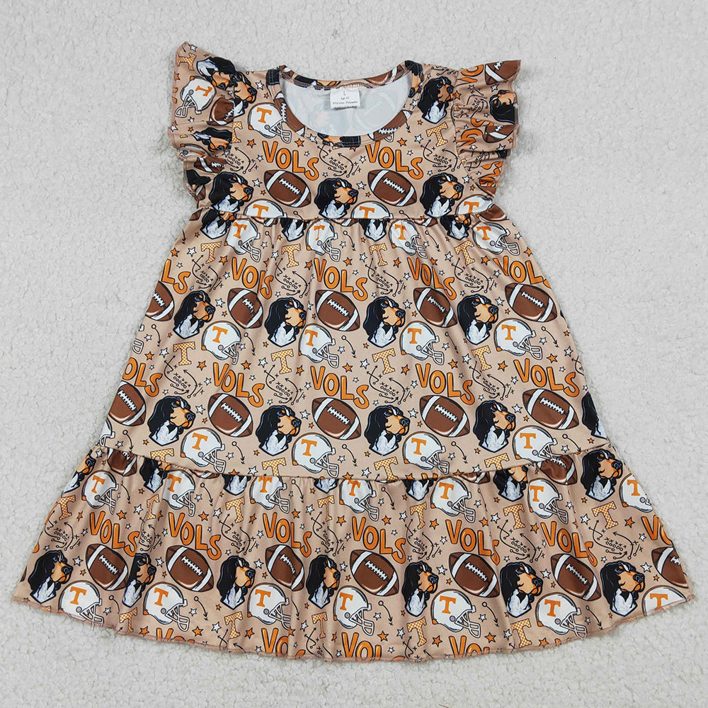 Baby Girls Dress Footballs Vols Team Patchwork Knee Length Dresses GSD3703