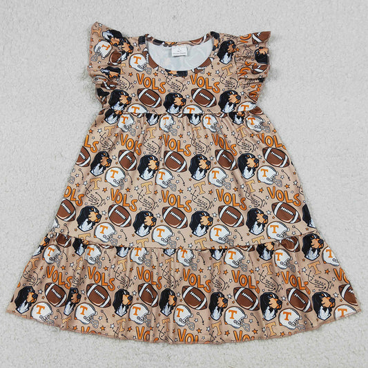 Baby Girls Dress Footballs Vols Team Patchwork Knee Length Dresses GSD3703