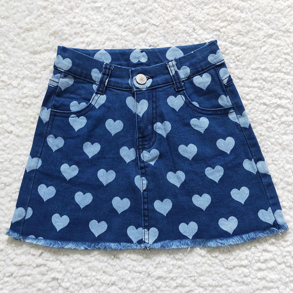 Baby Girls Jeans Skirt Hearts Denim Skirts GLK0010