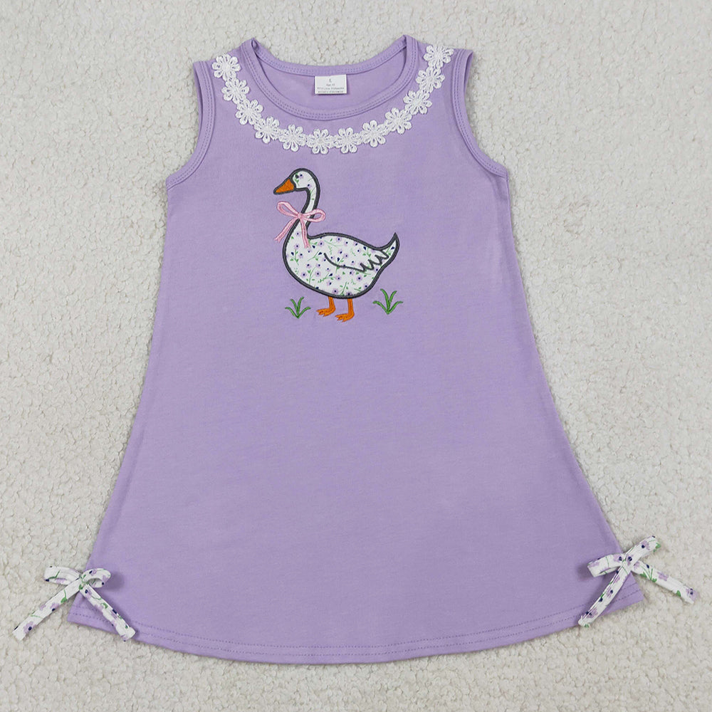 Baby Girls Dress Embroidery Bows Goose Sleeveless Knee Length Dresses GSD2942