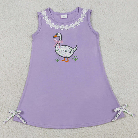 Baby Girls Dress Embroidery Bows Goose Sleeveless Knee Length Dresses GSD2942