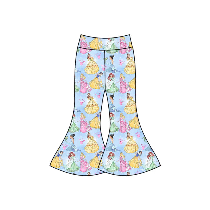 Preorder(moq 5) Baby Girls Cartoon Princesses Bell Bottom Pants Bottom 12.26